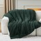 Sherpa Throw Blanket for Couch - Herringbone Fleece Thick Warm Blanket for Winter, Fuzzy Soft Cozy Dark Green Christmas Blanket Gift, 50x60 Inches